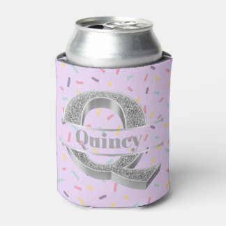 Personalized Q Initial Silver Monogram Your Name Can Cooler