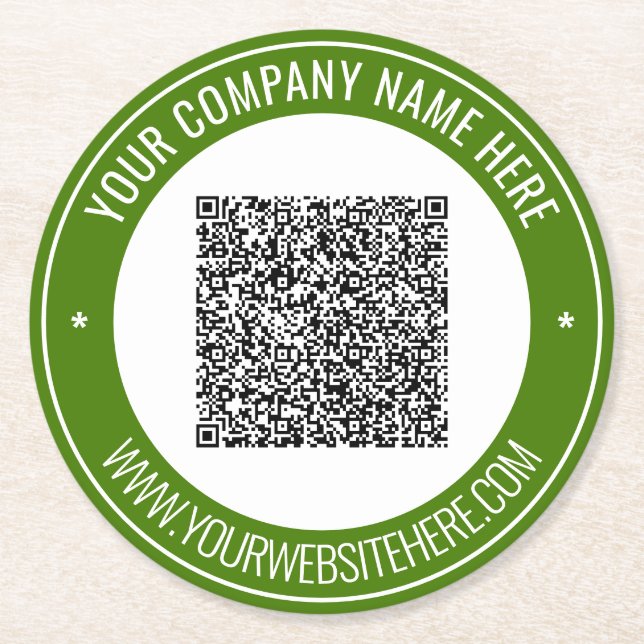 Personalized QR Code and Custom Text Paper Coaster (Front)