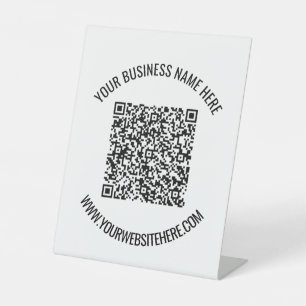 Personalized QR Code and Custom Text Pedestal Sign