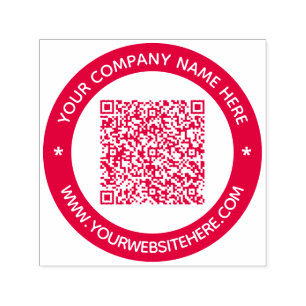 Personalized QR Code and Custom Text Round Stamp