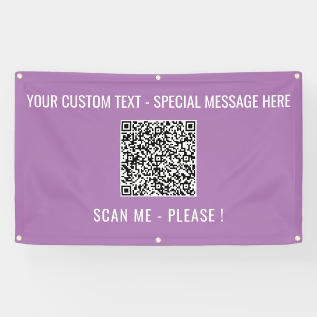 Personalized QR Code Banner Custom Text and Colour (Horizontal)