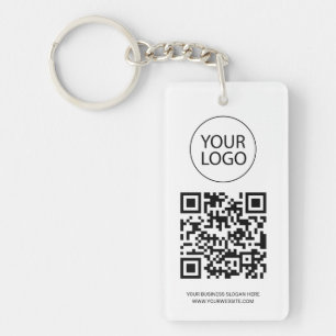 Personalized QR Code Business Card Your Logo white Keychain