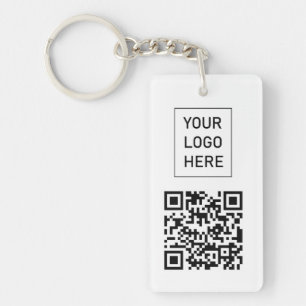 Personalized QR Code Business Card Your Logo white Keychain