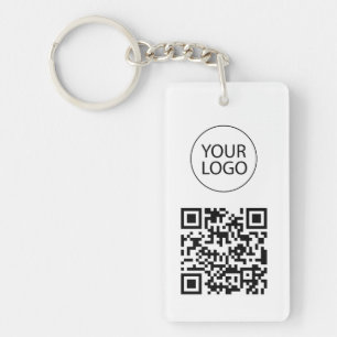 Personalized QR Code Business Card Your Logo white Keychain