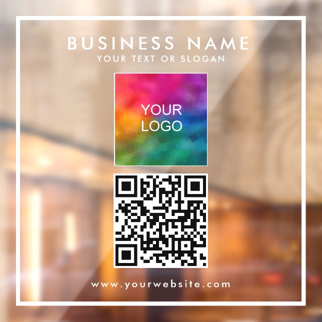 Personalized QR Code Business Logo Text Modern Window Cling (Sheet 2)