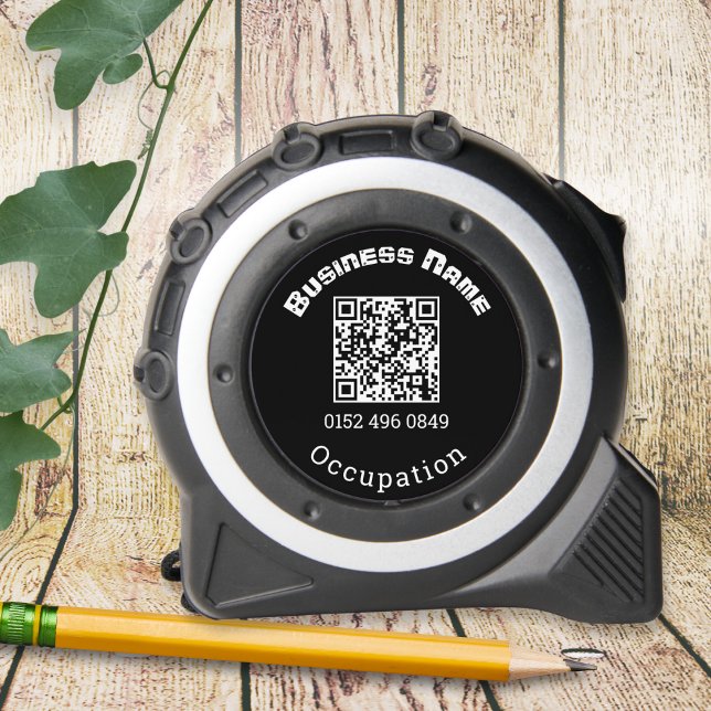 Personalized QR Code Business Work Trade Template 1 (A tape measure to personalize with name or business name, occupation, telephone and QR code)