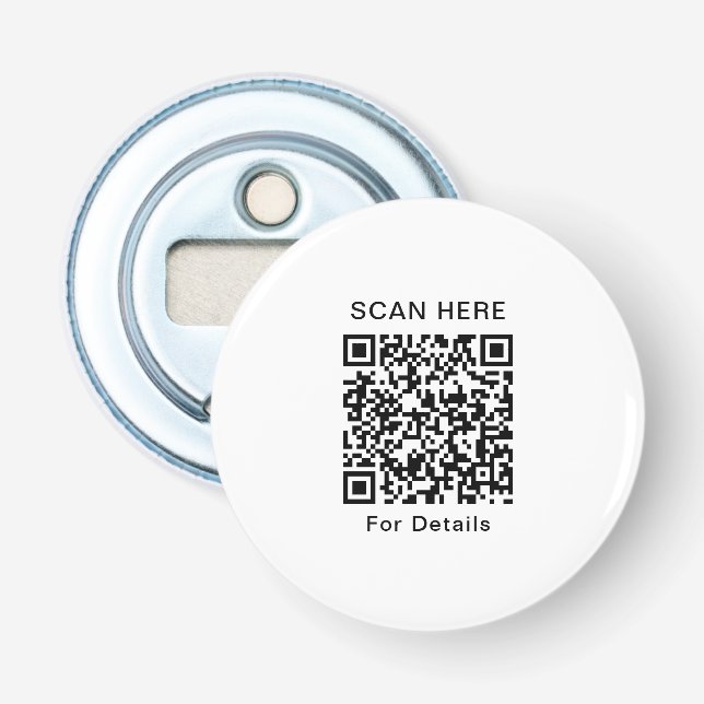 Personalized QR Code Button Bottle Opener (Front)