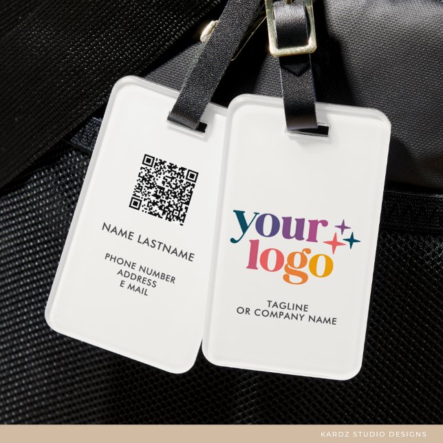 Personalized QR Code Company Logo + Text Luggage Tag (Creator Uploaded)