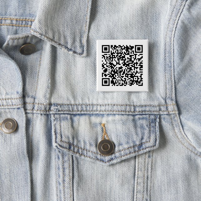 Personalized QR Code Custom URL Square 2 Inch Square Button (In Situ)