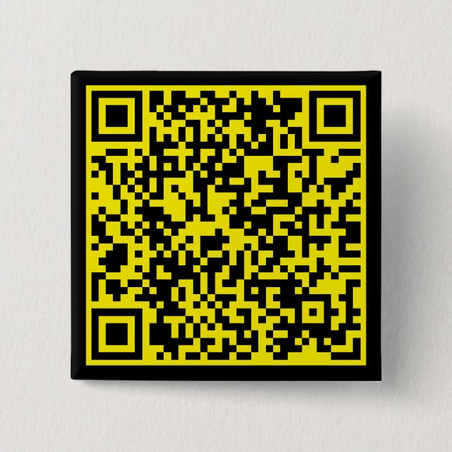 Personalized QR Code Custom URL YellowBlack Square 2 Inch Square Button (Front)
