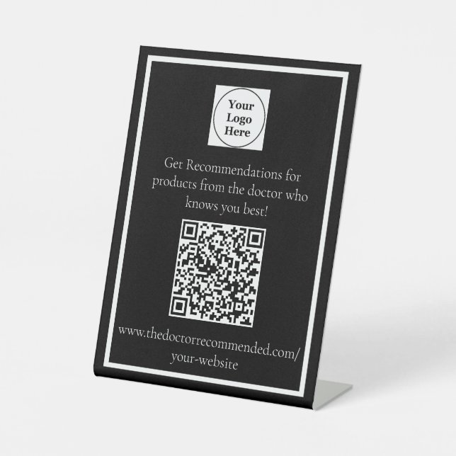 Personalized QR Code Desk Stand Pedestal Sign (Front)