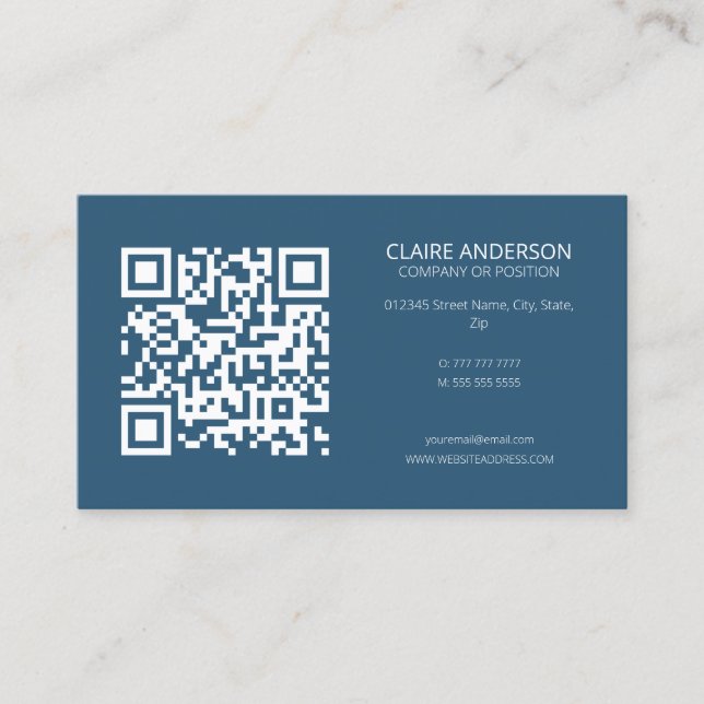 Personalized QR Code Modern Blue Custom Logo Business Card (Front)