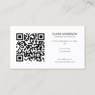 Personalized QR Code Modern White Custom Logo Business Card