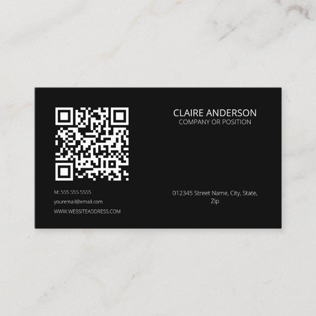 Personalized QR Code Modern White Custom Logo Business Card (Front)