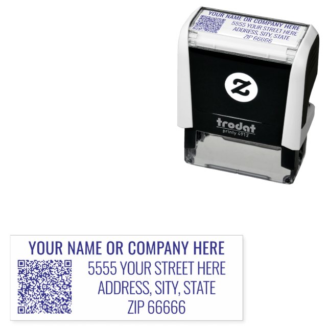 Personalized QR Code Name Address Stamp Template (In Situ)