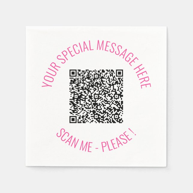 Personalized QR Code Napkins with Custom Text (Front)