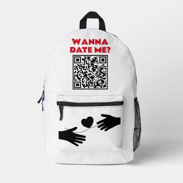Personalized QR Code – Wanna Date/Marry Me Cool Printed Backpack (Front)