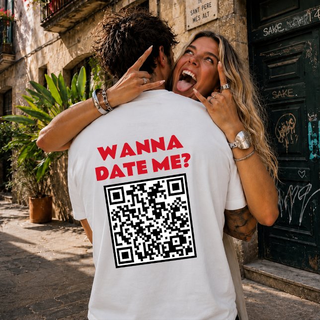Personalized QR Code – Wanna Date/Marry Me Cool T-Shirt (Creator Uploaded)
