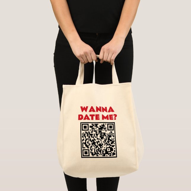 Personalized QR Code – Wanna Date/Marry Me Cool Tote Bag (Front (Product))