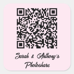 Personalized QR Code Wedding Photo Share Website Square Sticker
