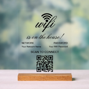 Personalized QR Code Wifi Internet Scan to Connect Acrylic Sign