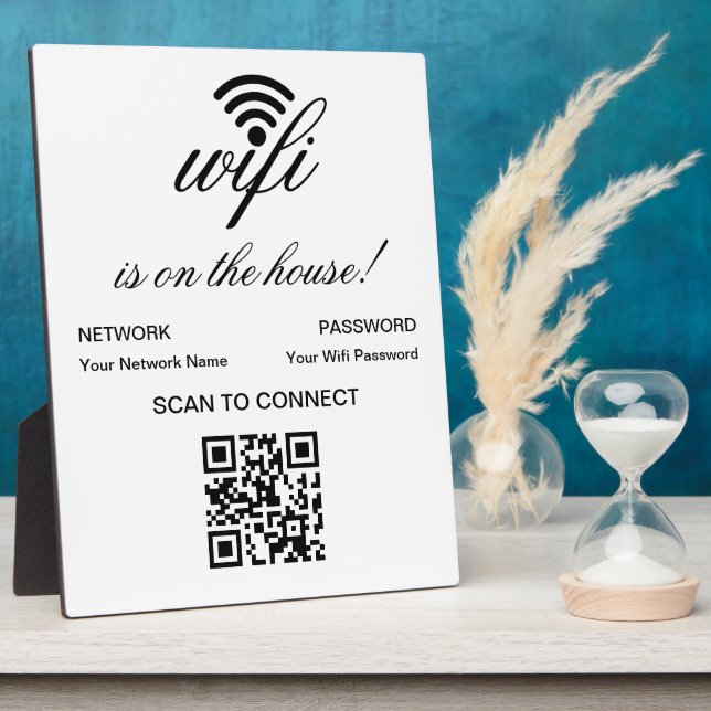 Personalized QR Code Wifi Internet Scan to Connect Plaque (Side)