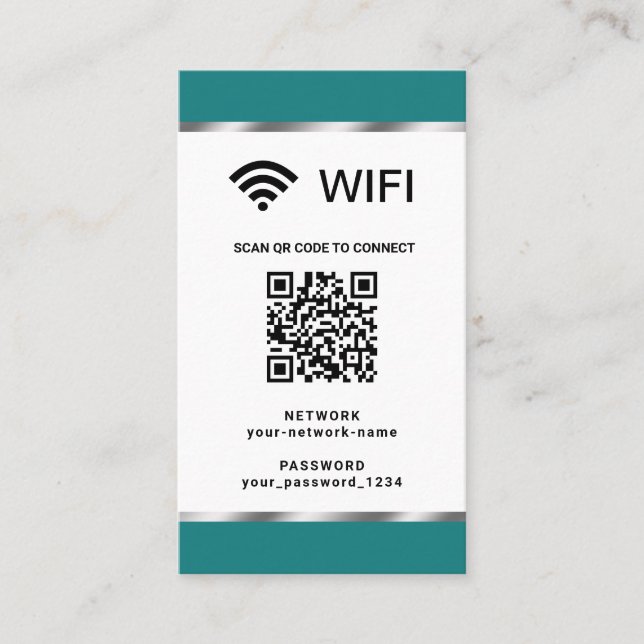 Personalized QR Code Wifi Network and Password Business Card (Front)