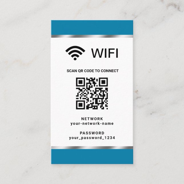 Personalized QR Code Wifi Network and Password Business Card (Front)