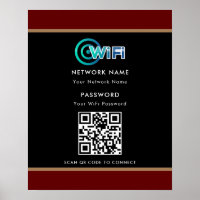 Personalized QR Code Wifi Network Password Black