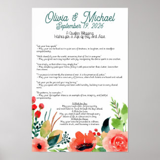 Personalized Quaker Wedding Blessing Poster