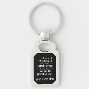 Personalized Qualities of Great Women Black White Keychain