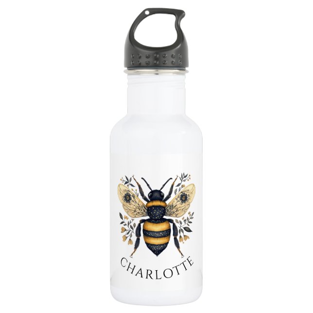 Personalized Queen Bee Floral 532 Ml Water Bottle (Front)