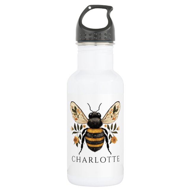 Personalized Queen Bee Floral 532 Ml Water Bottle (Front)