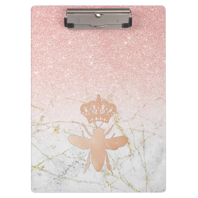 Personalized QUEEN BEE Rose Gold Large Clipboard (Front)