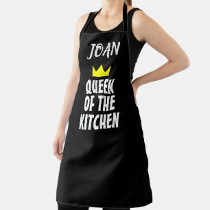 Personalized QUEEN OF THE KITCHEN MOM Black Apron