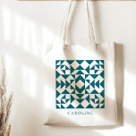 Personalized Quilt Block Gift for Quilter Teal Tote Bag<br><div class="desc">Carry your crafting essentials in style with this personalized quilt block teal tote bag. Perfect for quilters, this tote features a charming quilt block pattern in vibrant teal, and can be customized with your name or a special message. Ideal for transporting fabric, tools, or even everyday items, this tote is...</div>
