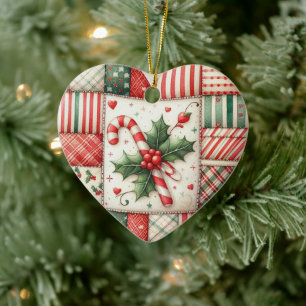 Personalized Quilter's Patchwork Star Christmas Ceramic Ornament