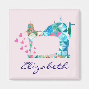 Personalized Quilting Sewing Machine Magnet