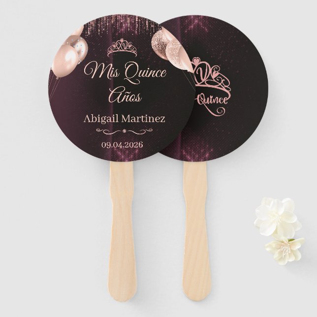 Personalized Quinceañera Hand Fans | Quince (Front and Back)