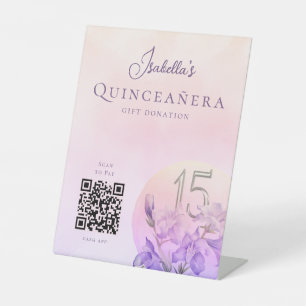 Personalized Quinceanera QR Code Cash App Pedestal Sign