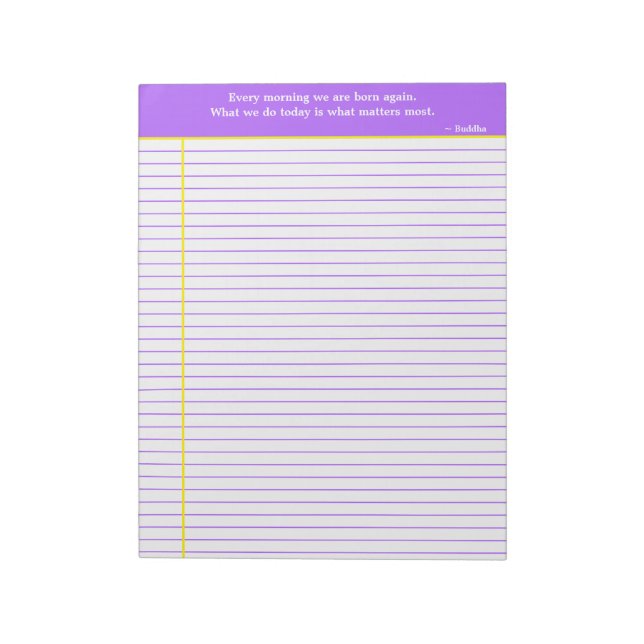 Personalized Quotation Notepad, Purple & Yellow Notepad (Rotated)