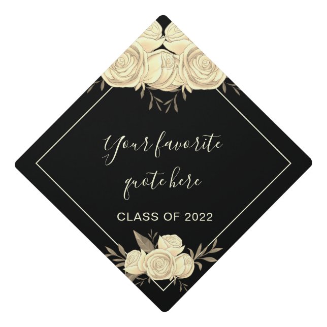 Personalized Quote Floral Graduation  Class Of 202 Cap Topper (Front)