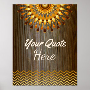Personalized Quote Gold Vintage Lotus Flower Poster
