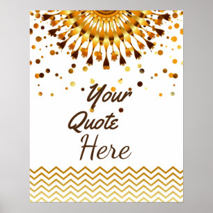 Personalized Quote Gold Vintage Lotus Flower Poster