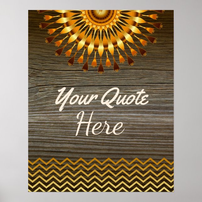 Personalized Quote Gold Vintage Lotus Flower Poster (Front)