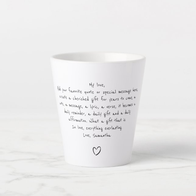 Personalized Quote Handwritten Coffee Tea Latte Mug (Front)