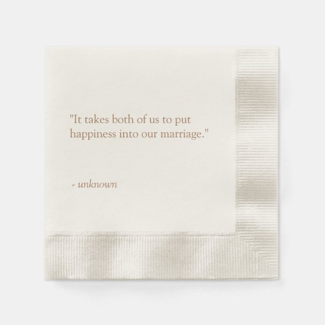 Personalized Quote or Song Lyric Wedding Napkin (Front)