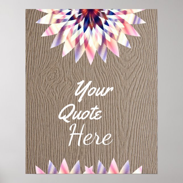 Personalized Quote Vintage Lotus Flower Wood Poster (Front)