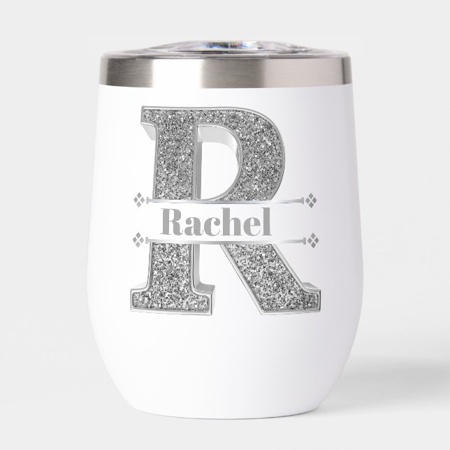 Personalized R Initial Silver Monogram Your Name (Front)