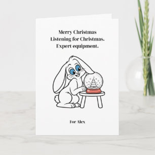Personalized Rabbit Christmas Snow Globe Card